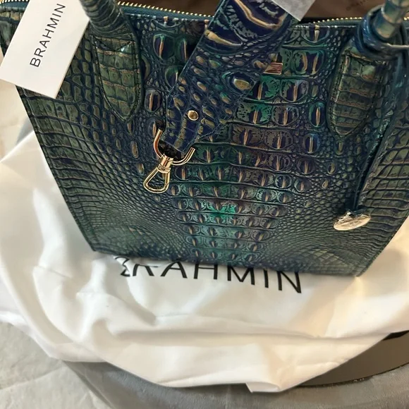 Brahmin Blue Satchel with Gold Accents (Caroline Dragon Melbourne) - Picture 4 of 8